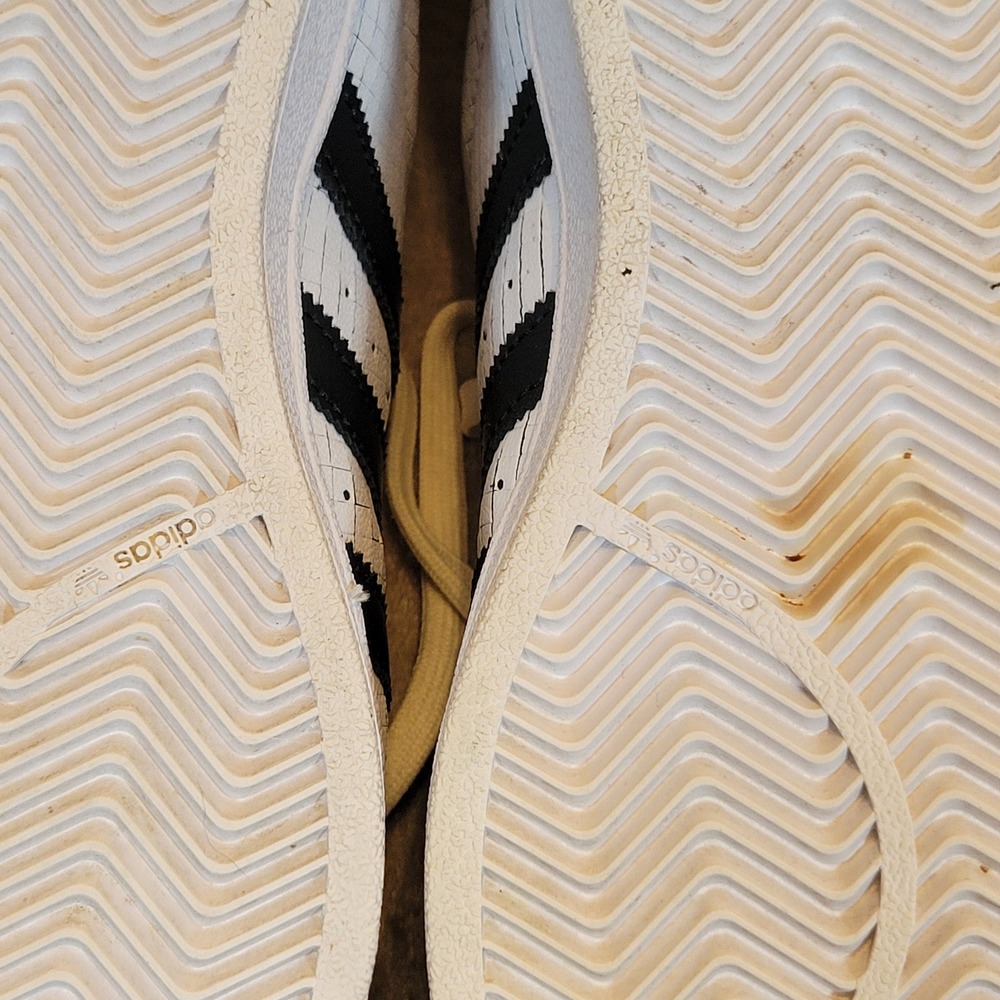 Adidas Superstar Sneakers Mens 9 White Black Crackle Leather Shell Toe AQ8333 - Picture 11 of 12